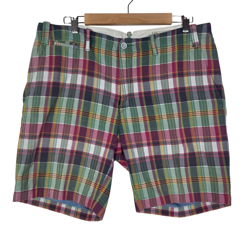 Polo Ralph‎ Lauren Mens 36 Multicolor Plaid Shorts Madras Straight Fit Preppy